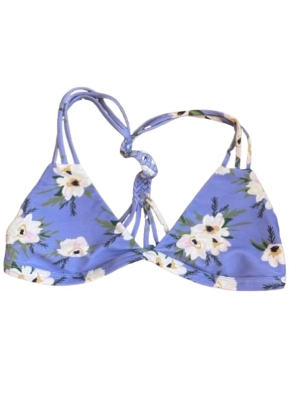 Citrine Floral Lavender Triangle Bikini Top with Braided Straps Size M